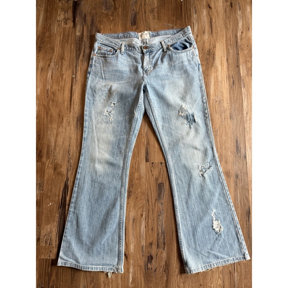 American Eagle Jeans Y2K Women's Hipster Fit  Flare Distressed Size 14Reg